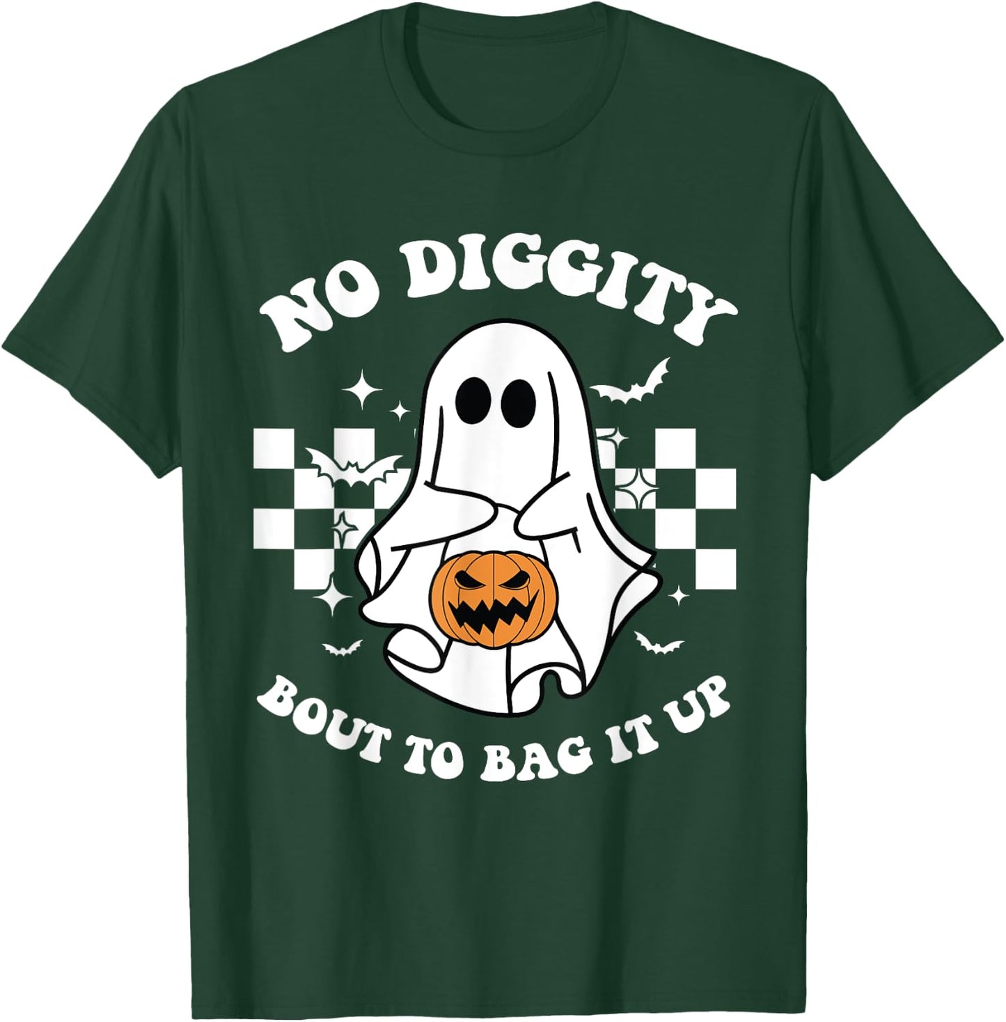 No Diggity Bout to Bag It Up Cute Ghost Halloween Kids Candy T-Shirt - T-Shirt | Forest