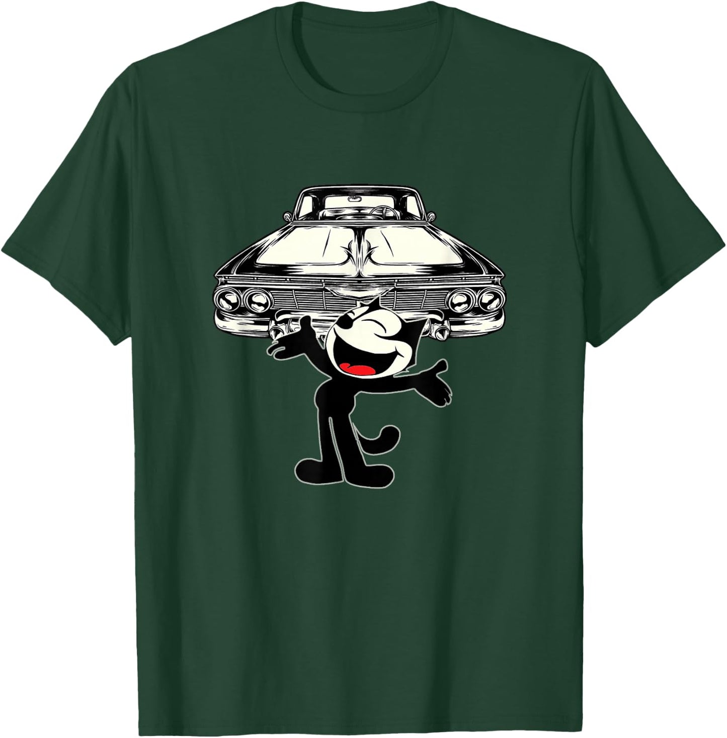 Felix Cat Cartoon Giant Lowrider Car Club Design Mashup Small T-Shirt - T-Shirt | Forest