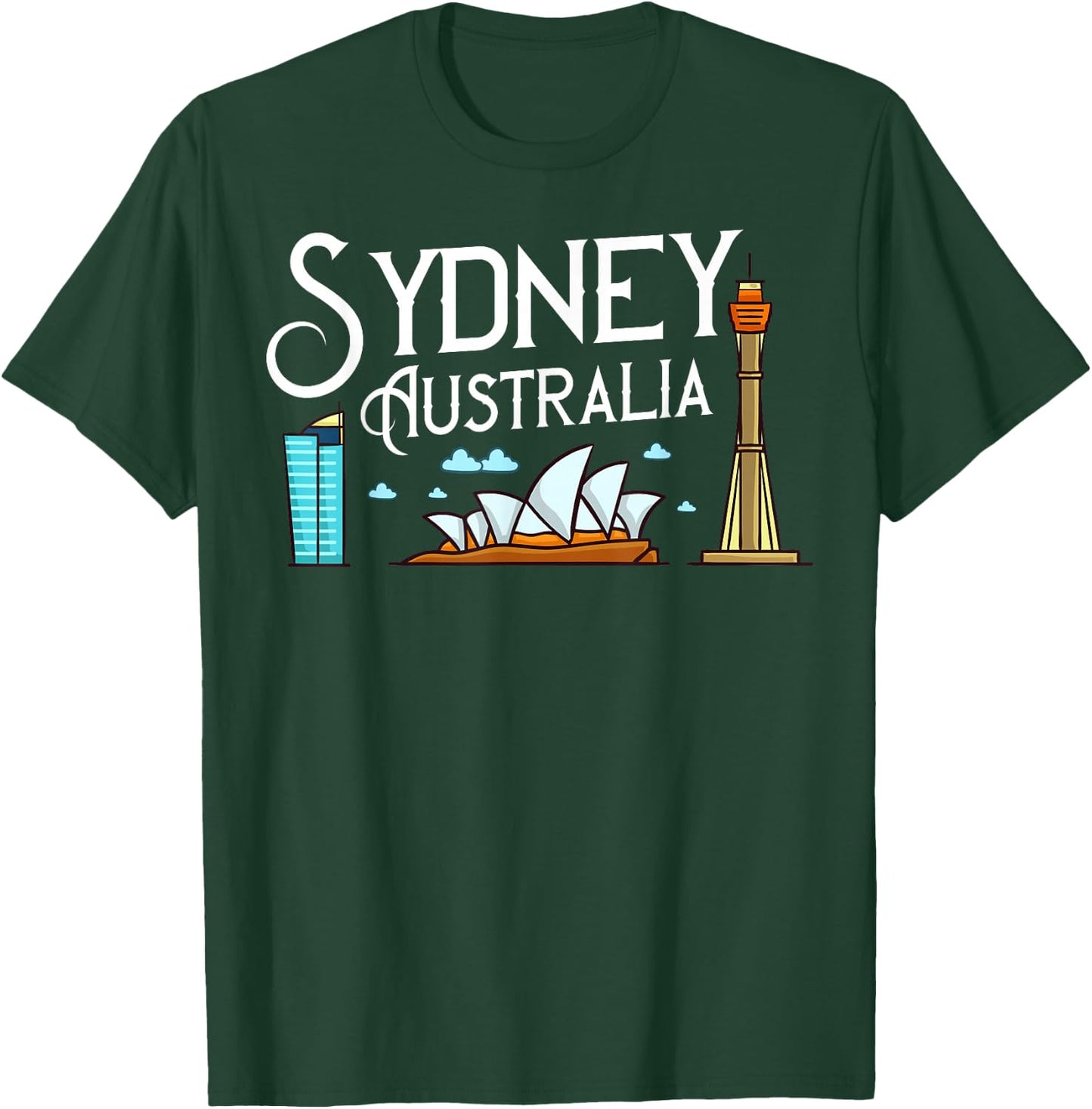 Sydney Australia City Skyline Map Travel T-Shirt - T-Shirt | Forest