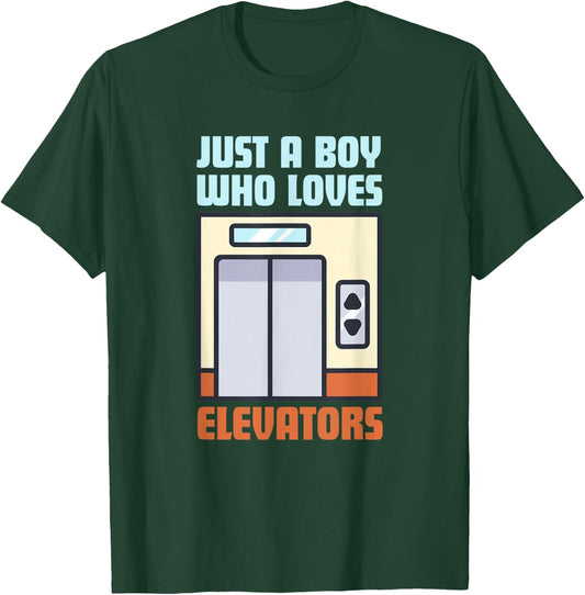 Just A Boy Who Loves Elevators Cute Elevator Kids T-Shirt - T-Shirt | Forest