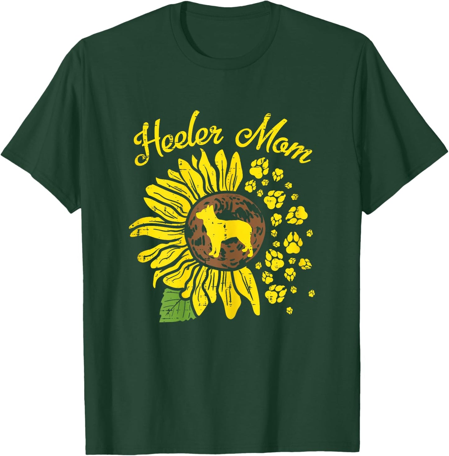 Heeler Mom Sunflower Paw Blue Red Australian Cattle Dog Gift Women T-Shirt - T-Shirt | Forest