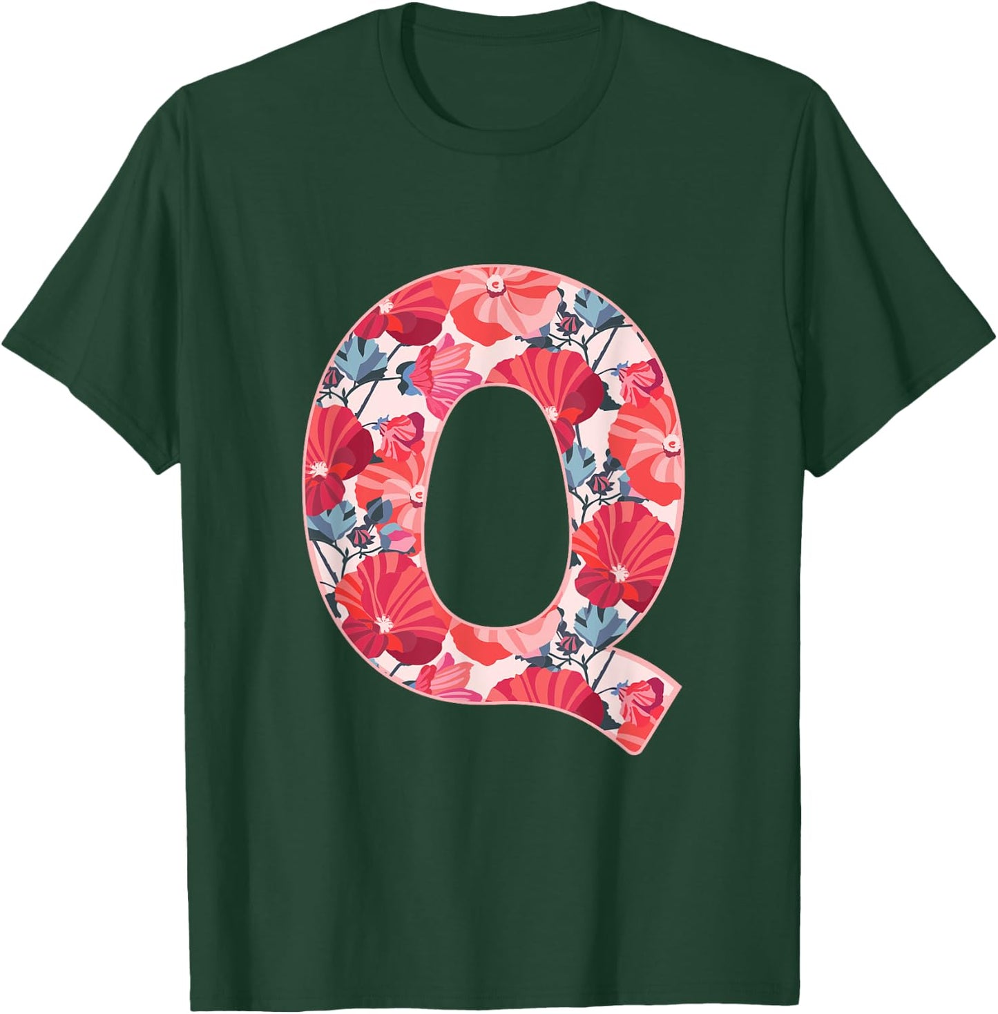 Letter Q Alphabet First Name Consonant Flower Garden Gift T-Shirt - T-Shirt | Forest