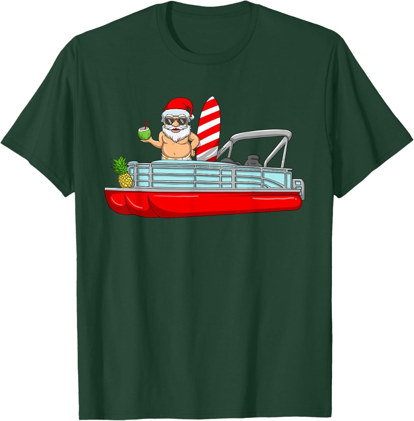 Christmas In July Santa Pontoon Boat Christmas In July T-Shirt - T-Shirt | Forest
