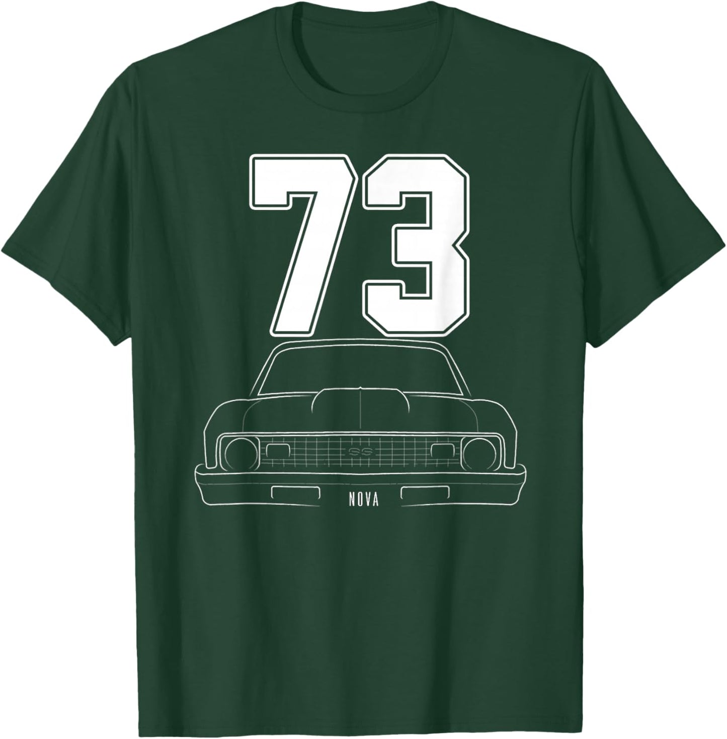 1973 73 Chevys Nova 2 Classic Car Old School Muscle Car T-Shirt - T-Shirt | Forest