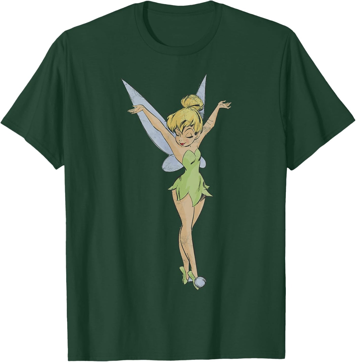 Disney Peter Pan Tinker Bell Arms Up Profile Mirror Dance Small T-Shirt - T-Shirt | Forest