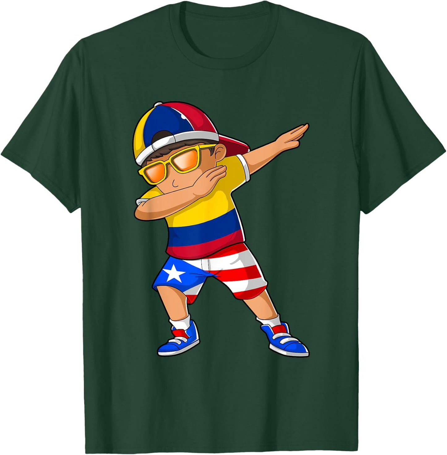 Half Colombian Half Puerto Rican Boy Colombia Flag T-Shirt - T-Shirt | Forest