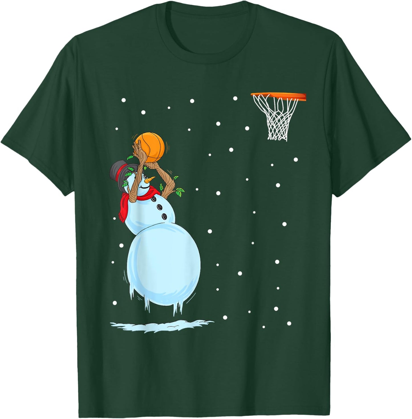 Funny Snowman Basketball Christmas T-Shirt - T-Shirt | Forest