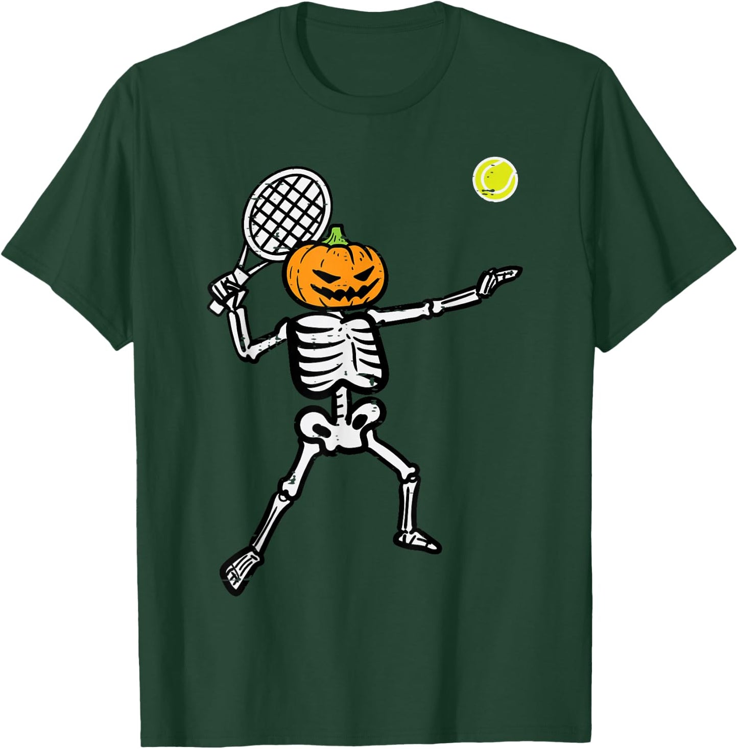 Halloween Pumpkin Skeleton Tennis Costume Men Women Boys Kid T-Shirt - T-Shirt | Forest