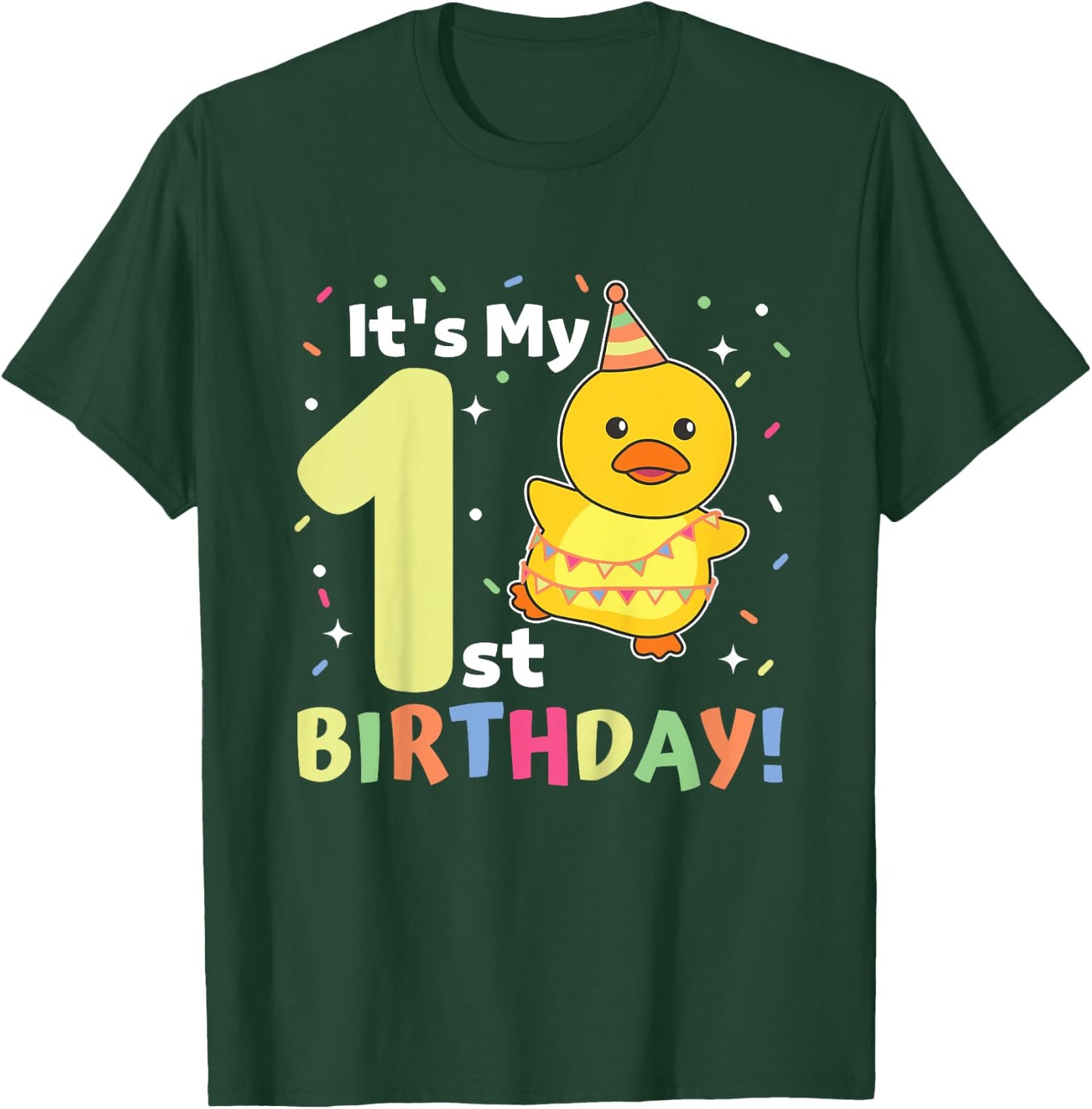 Duck 1st Birthday For Kids One Year Old Duck T-Shirt - T-Shirt | Forest