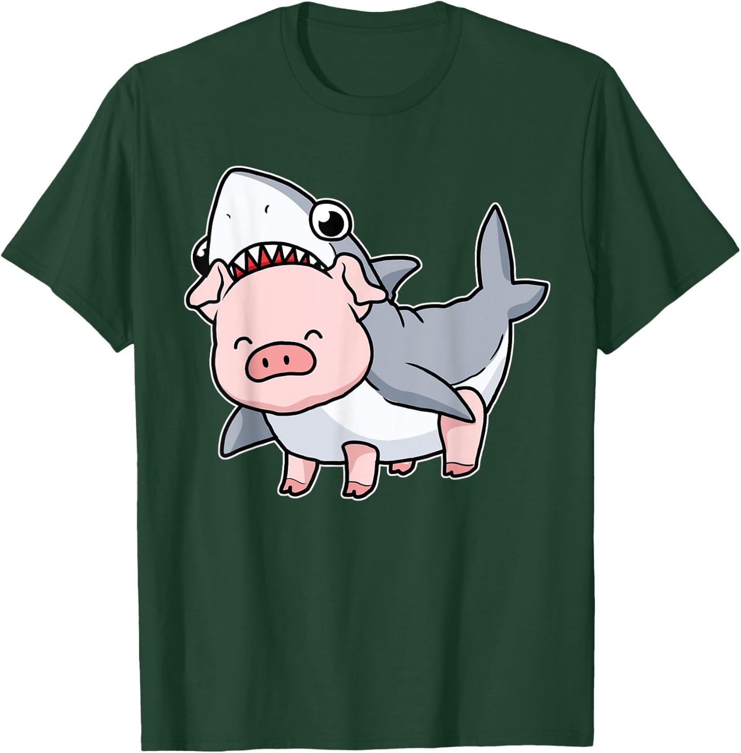 Cute Pig Shirt Women Shark Costume Pig Gift Kids Swine Pig T-Shirt - T-Shirt | Forest
