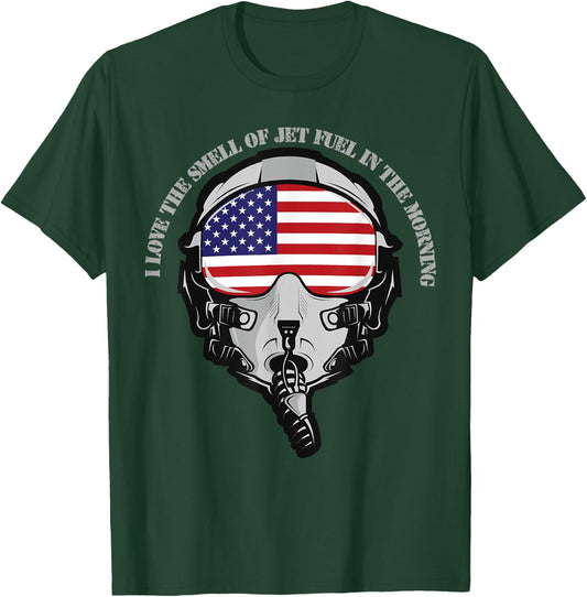 Funny Fighter Jet And Pilot Mask T-Shirt - T-Shirt | Forest
