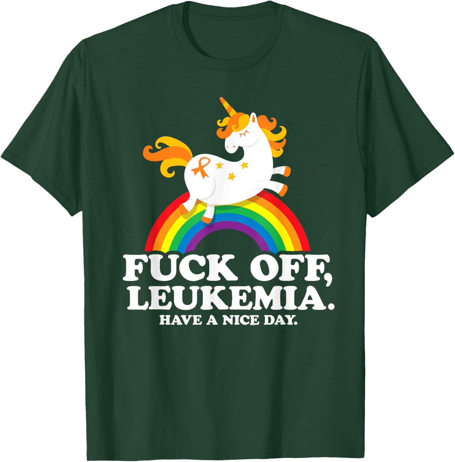 Leukemia Cancer Quote Funny Fuck Off Leukemia Slogan Unicorn T-Shirt - T-Shirt | Forest