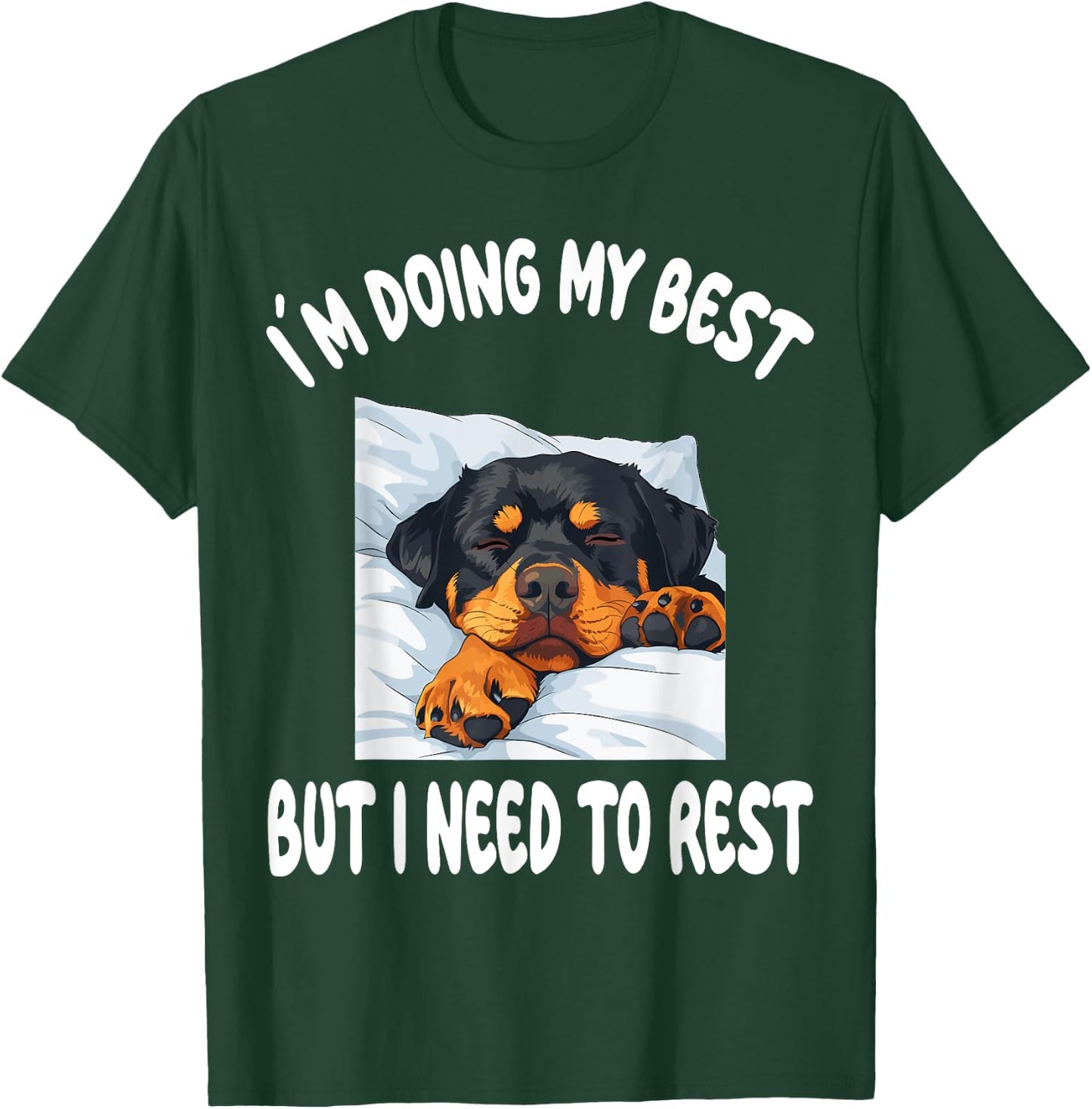 Rottweiler Rottie Dog Pajamas Nightgown Sleeping Napping Women Kids T-Shirt - T-Shirt | Forest