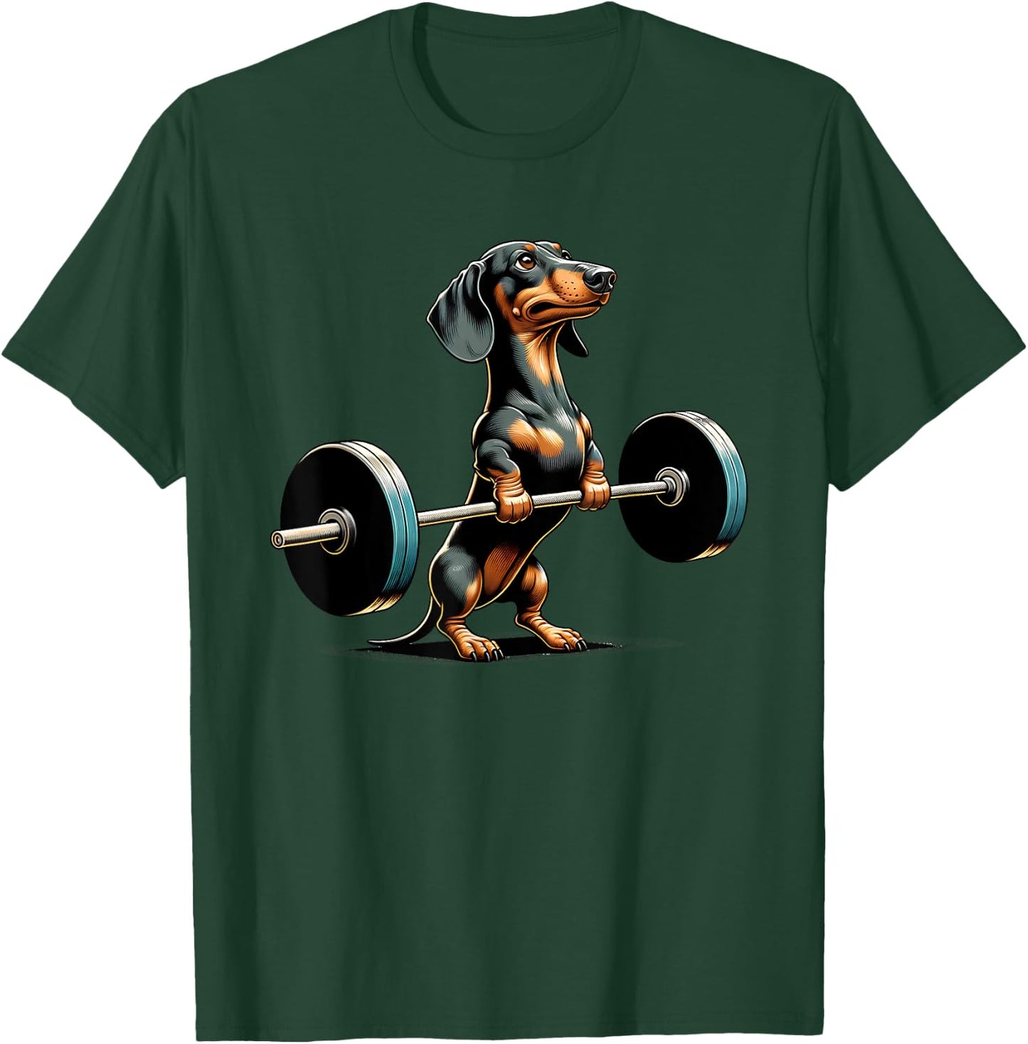 Dachshund Deadlift Weightlifing Fitness Workout Gym Lover T-Shirt - T-Shirt | Forest