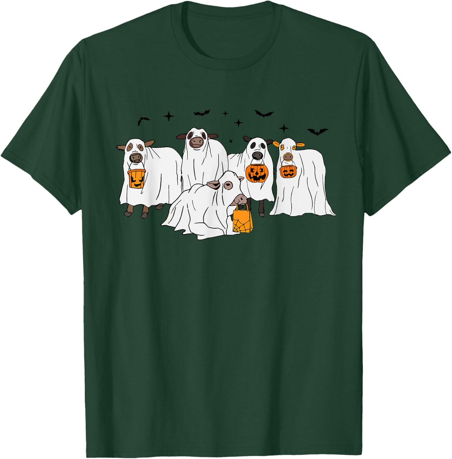 Funny Cow Ghost Halloween Farmer Trick Or Treat Cow Lover T-Shirt - T-Shirt | Forest