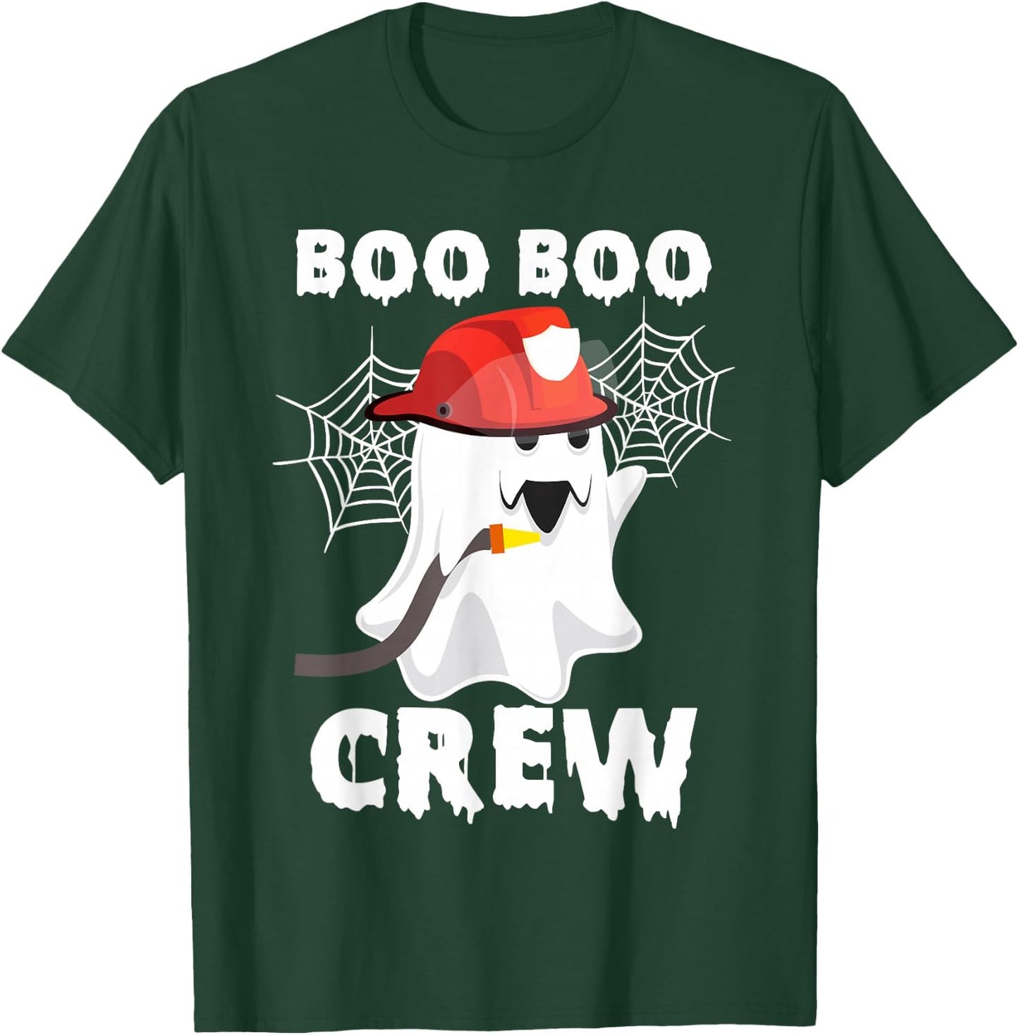 Firefighter Boo Boo Crew Halloween Ghost Fireman Costumes T-Shirt - T-Shirt | Forest