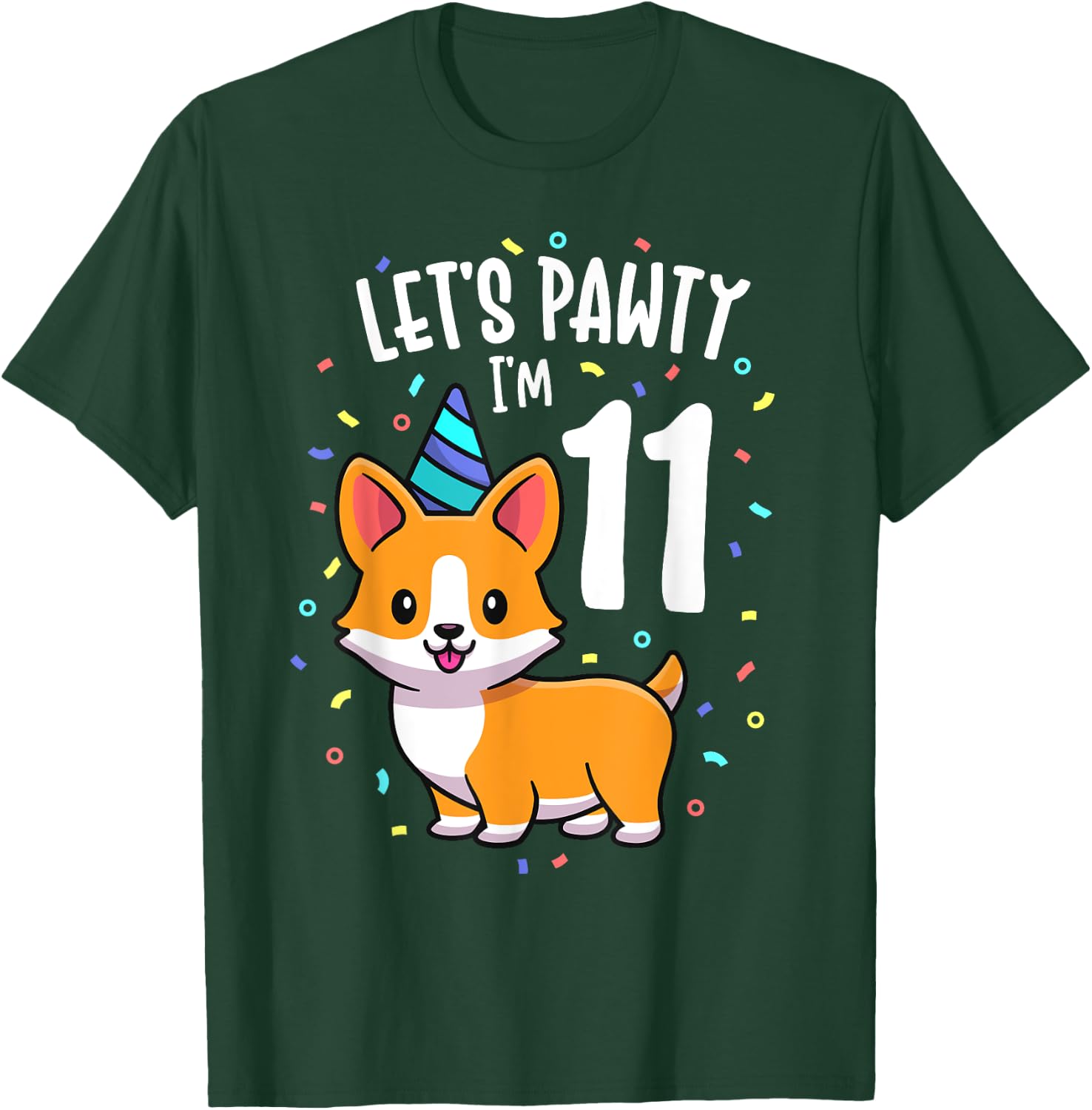 11 Years Old Corgi Dog Lover 11th Birthday Party Outfit Kid T-Shirt - T-Shirt | Forest