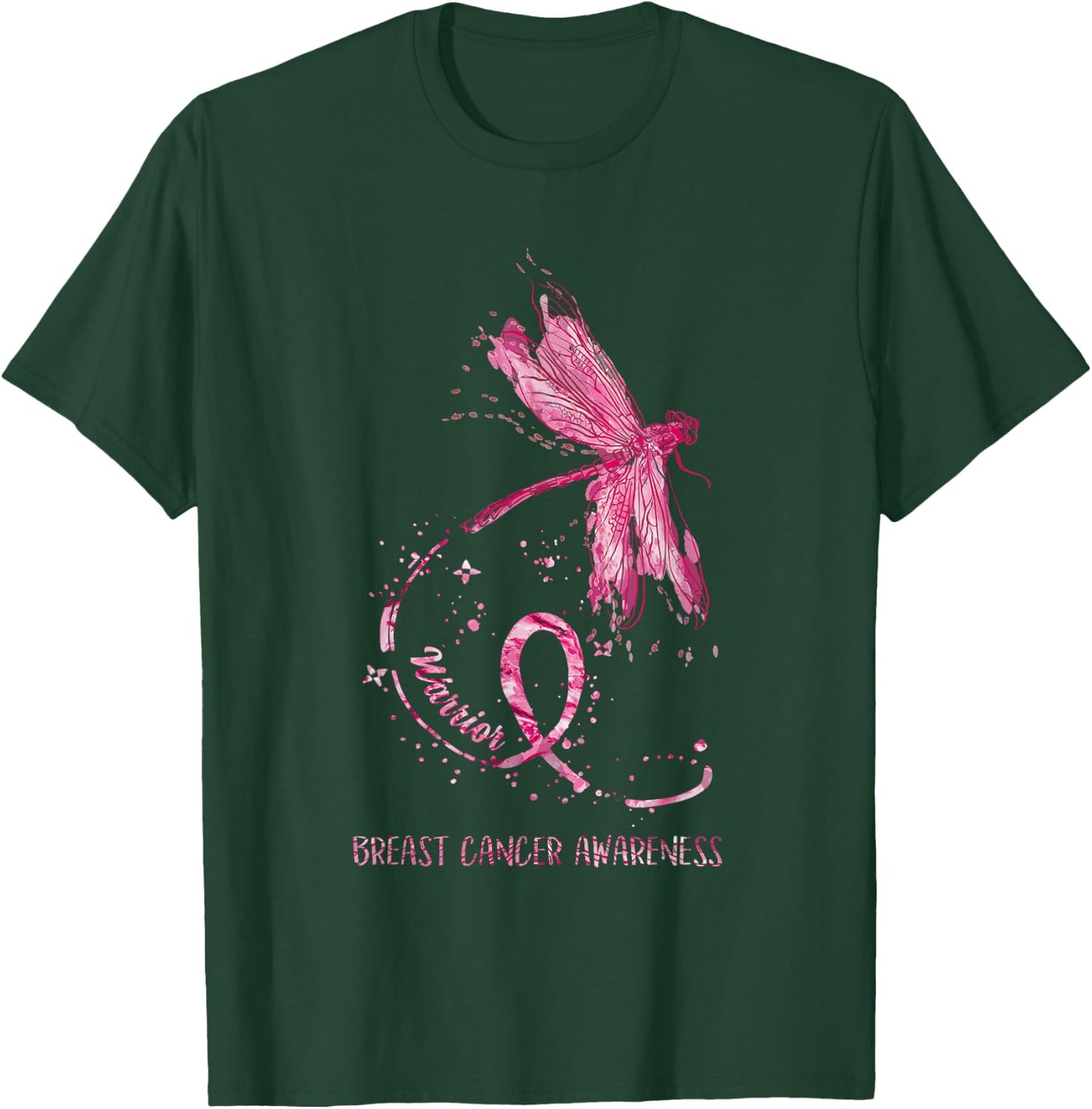 Dragonfly Pink Ribbon Breast Cancer Awareness Funny Gifts T-Shirt - T-Shirt | Forest