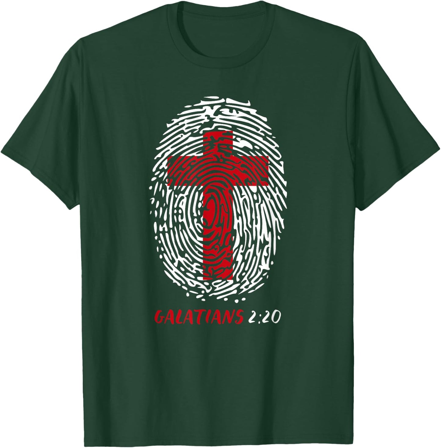 Galatians 2:20 - My Identity in Christ Cross in Thumbprint T-Shirt - T-Shirt | Forest