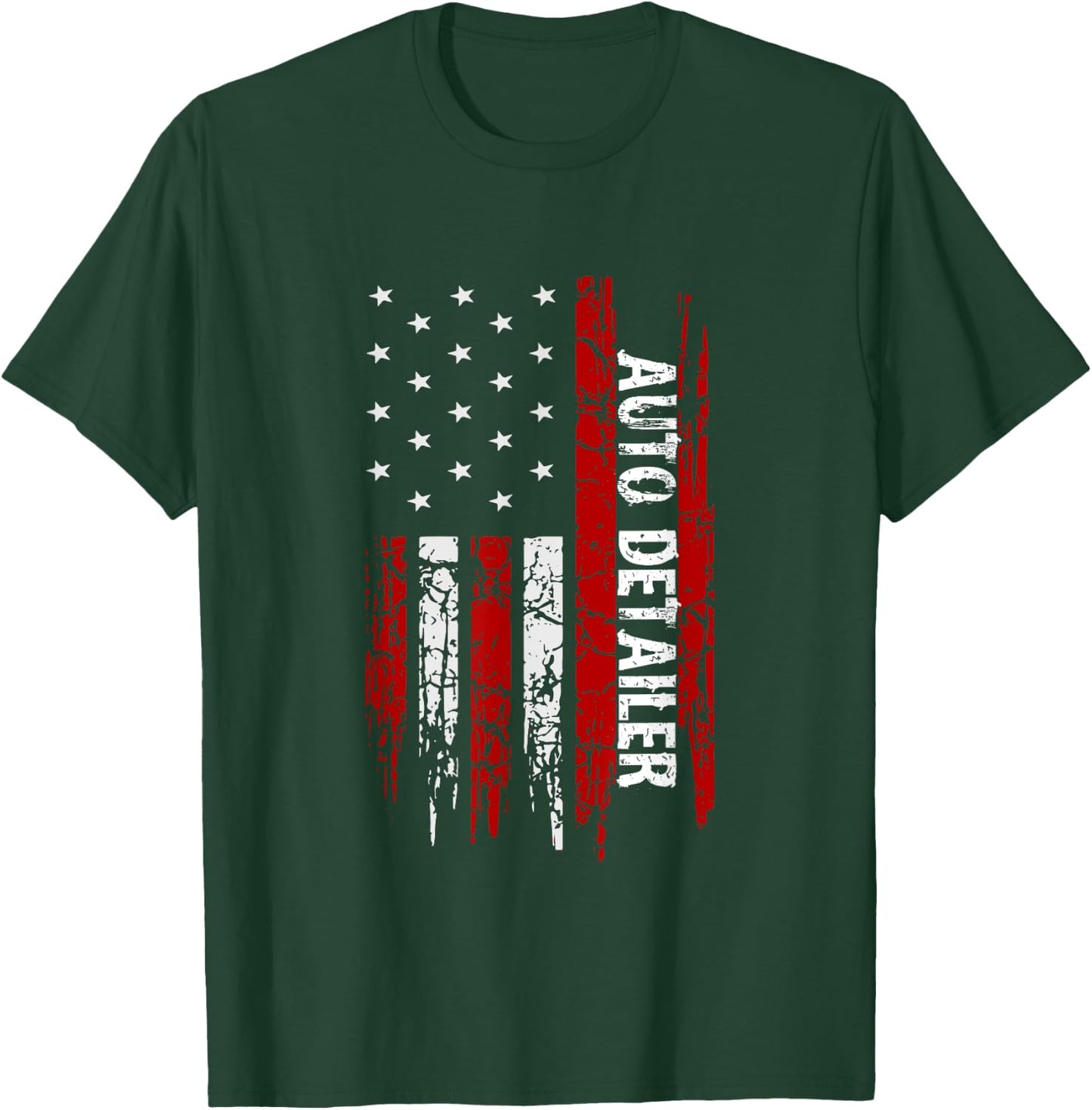 Auto Detailer USA Flag Vehicle Car Detailing T-Shirt - T-Shirt | Forest