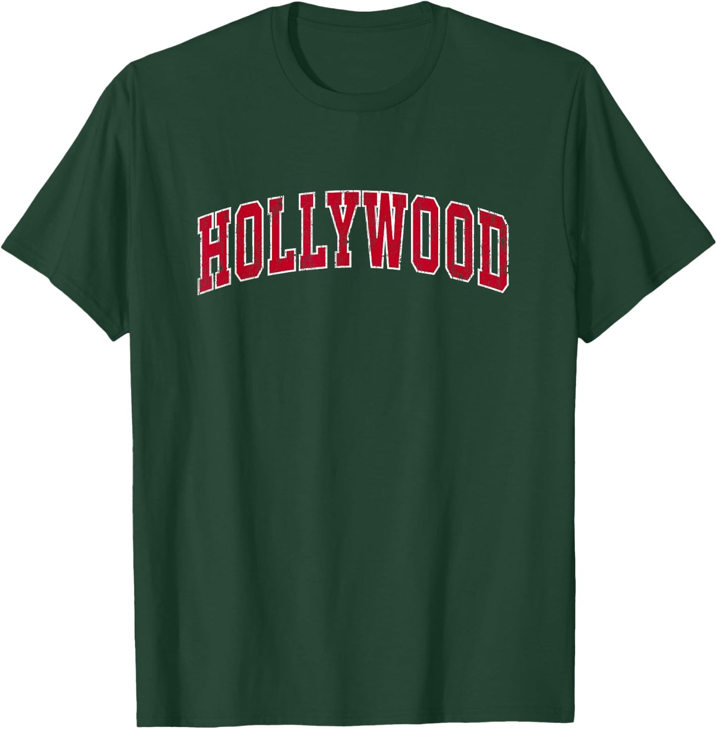 Hollywood California CA Vintage Sports Design Red Design T-Shirt - T-Shirt | Forest