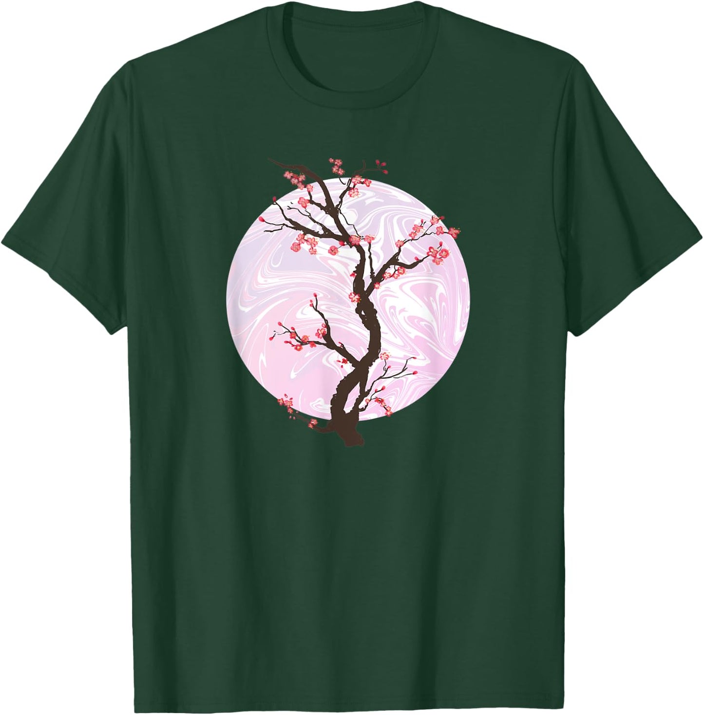 Sakura Japanese Cherry Blossom Tree And Pink Moon T-Shirt - T-Shirt | Forest