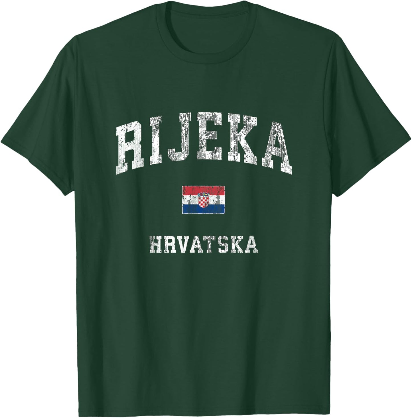 Rijeka Croatia Hrvatska Vintage Athletic Sports Design T-Shirt - T-Shirt | Forest