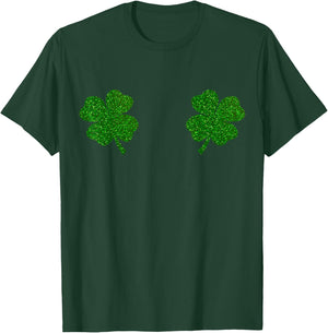 Irish Shamrock Boobs Saint St.Patrick's Paddys Day Boobies T-Shirt - T-Shirt | Forest