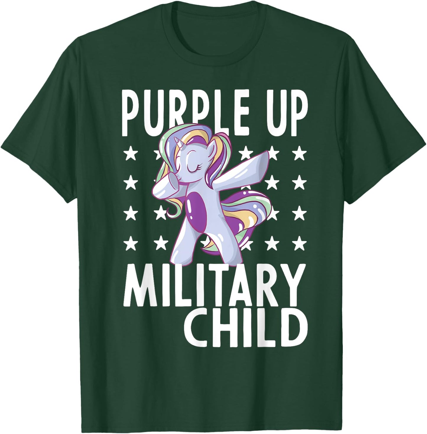 Awareness Month Purple Up Military Child 2023 Unicorn Kids T-Shirt - T-Shirt | Forest