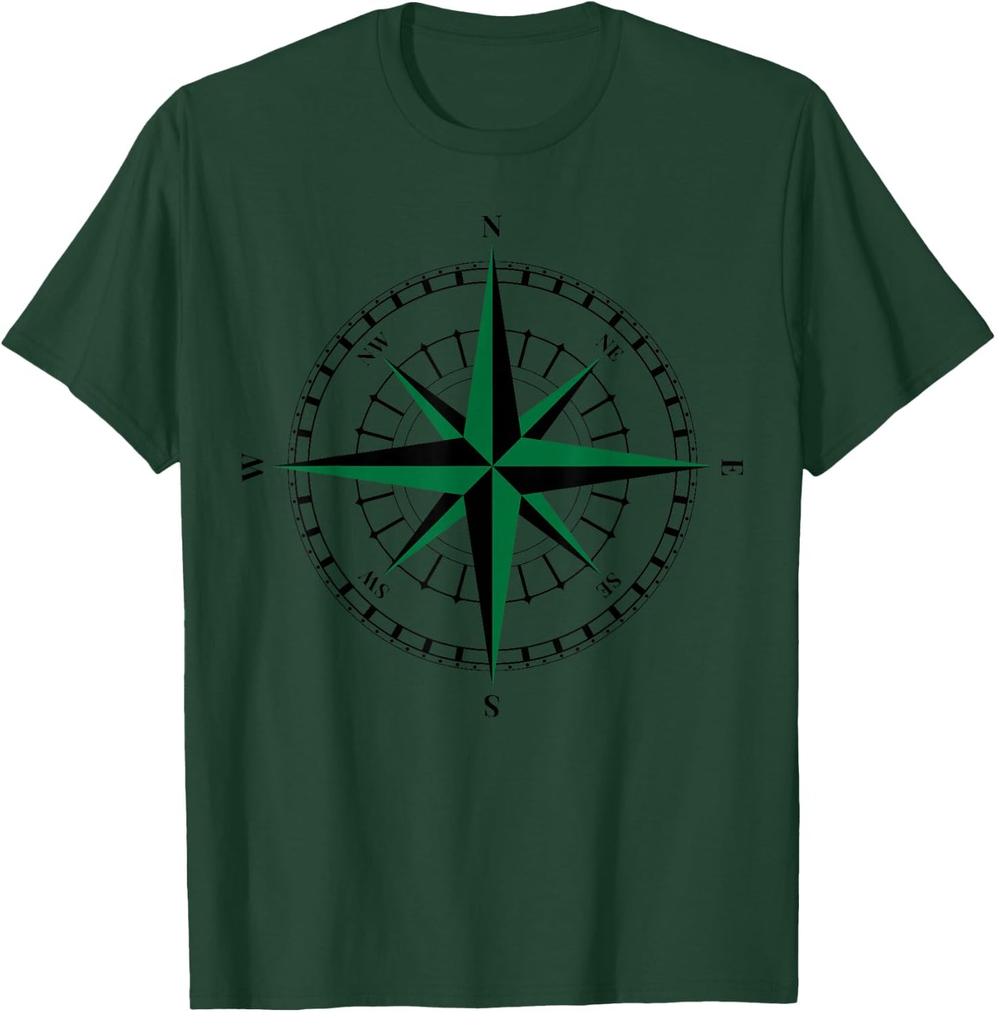 Compass wind rose hiking sailing gift cardinal points T-Shirt - T-Shirt | Forest