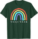 Boho Rainbow Pronouns They Them Pride LBGTQIA T-Shirt - T-Shirt | Forest