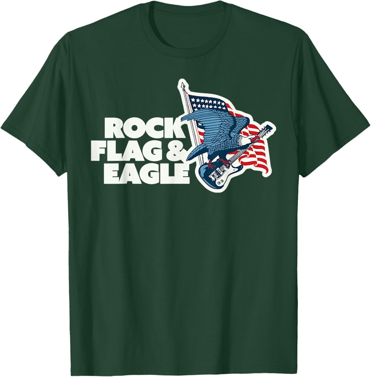 Instrument Rock Bass Flag And Eagle Guitar Animal Retro T-Shirt - T-Shirt | Forest