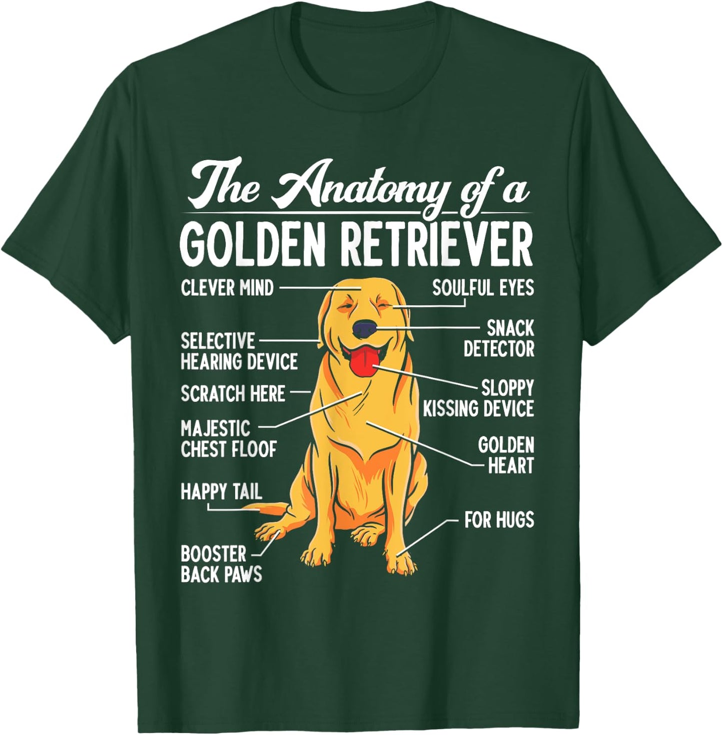 The Anatomy Of A Golden Retriever Funny Dog Lover Puppy Women Girls Kids T-Shirt - T-Shirt | Forest