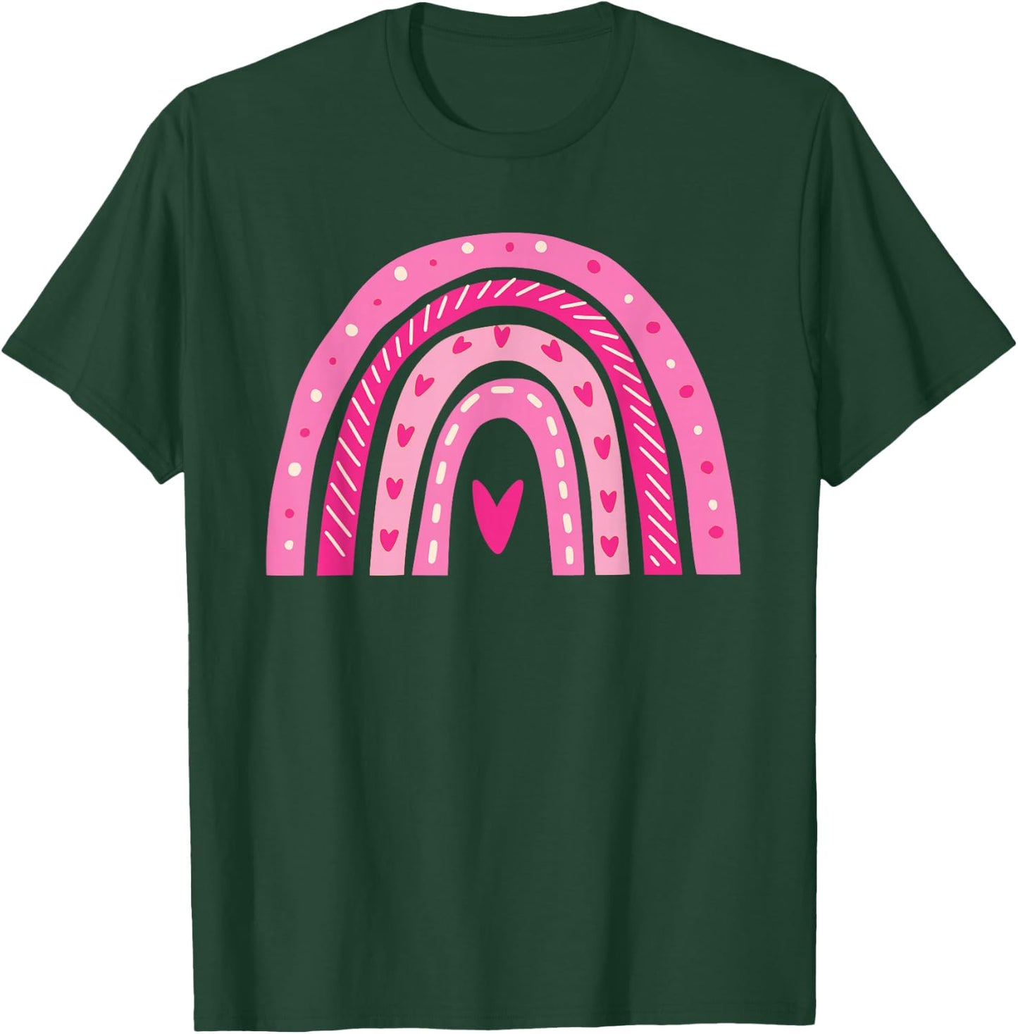 Cute Heart Rainbow Valentines Day Teacher Girls T-Shirt - T-Shirt | Forest