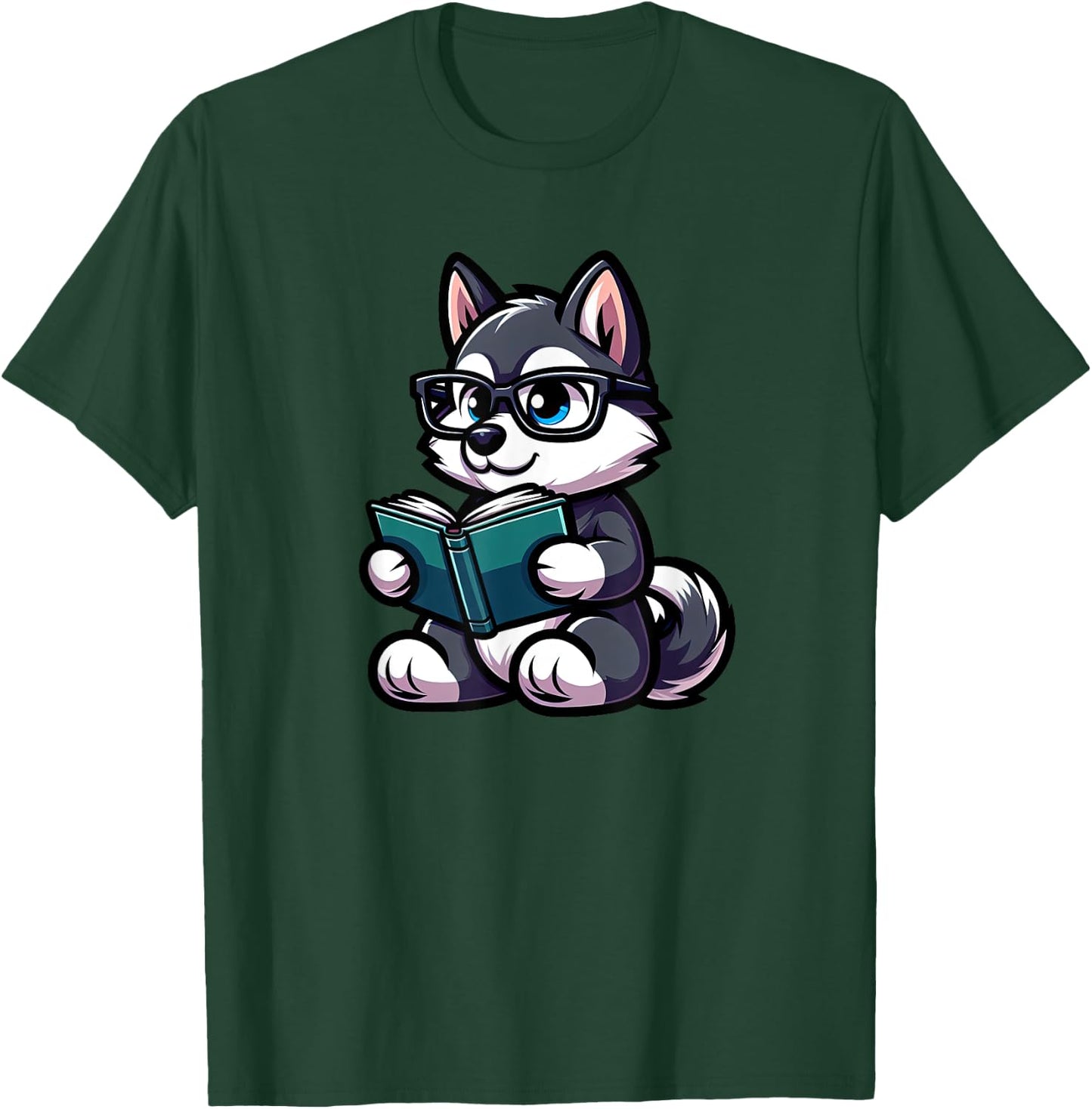 Husky Reading Funny Dog Book Lover T-Shirt - T-Shirt | Forest