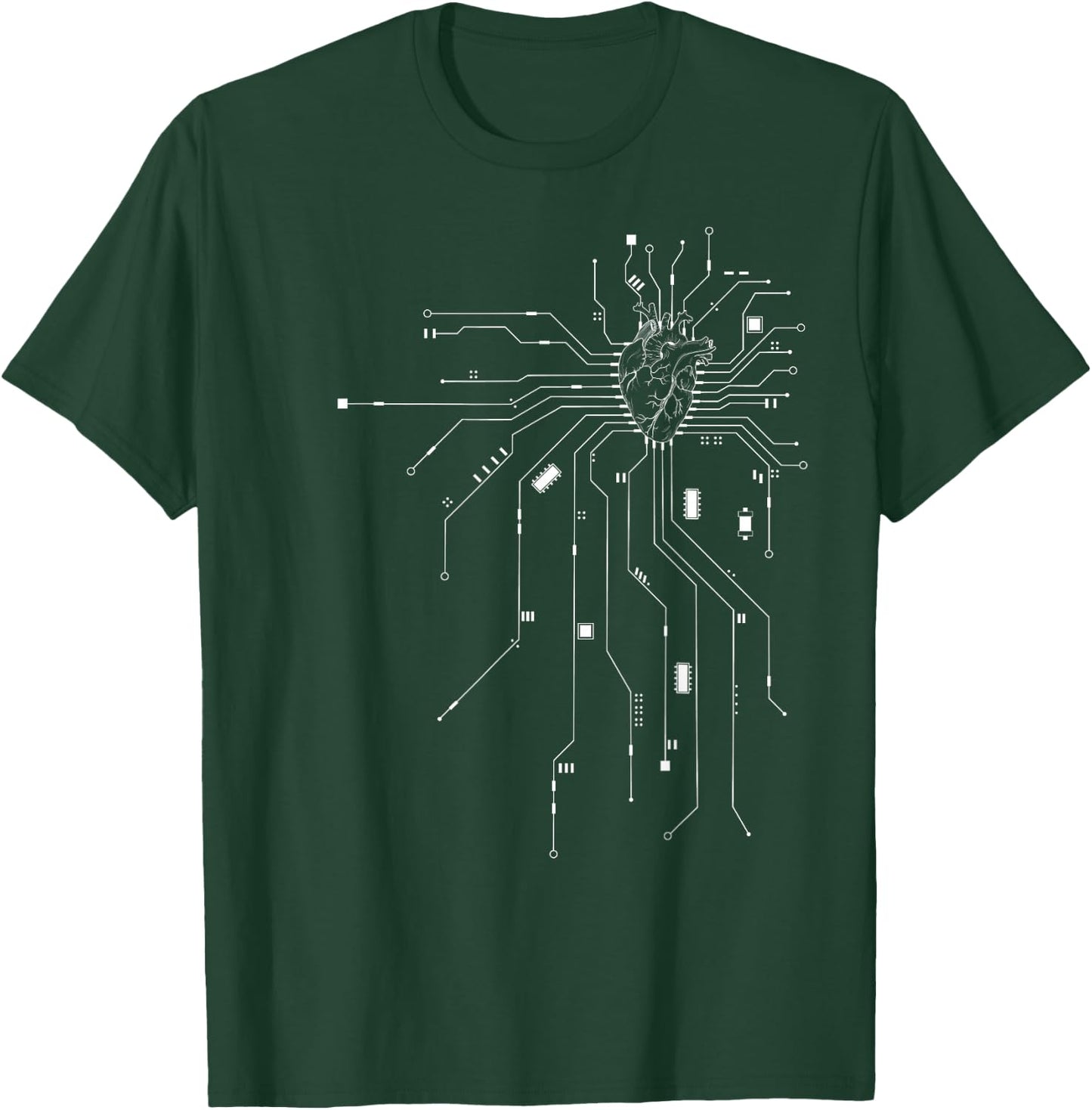 Anatomical Heart CPU Processor PCB Board Computer Programmer T-Shirt - T-Shirt | Forest