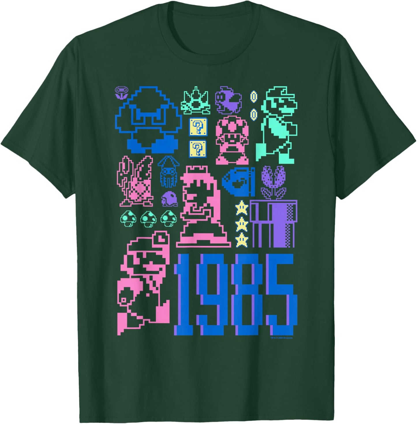 Super Mario Bros 35th Anniversary 1985 Nintendo Pixel Art T-Shirt - T-Shirt | Forest