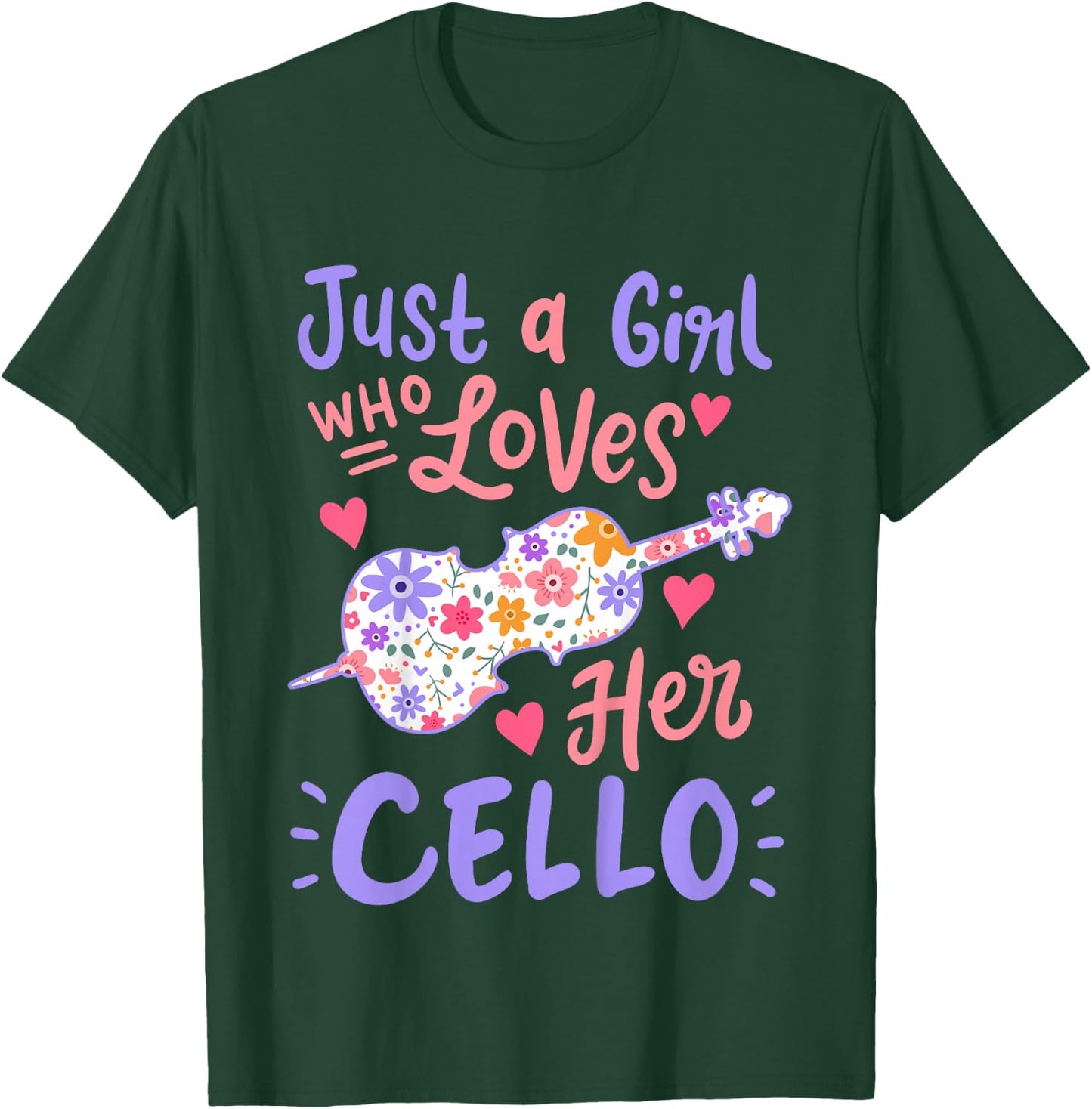 Kids Cello Cellist Just A Girl Who Loves Her Cello Gift T-Shirt - T-Shirt | Forest