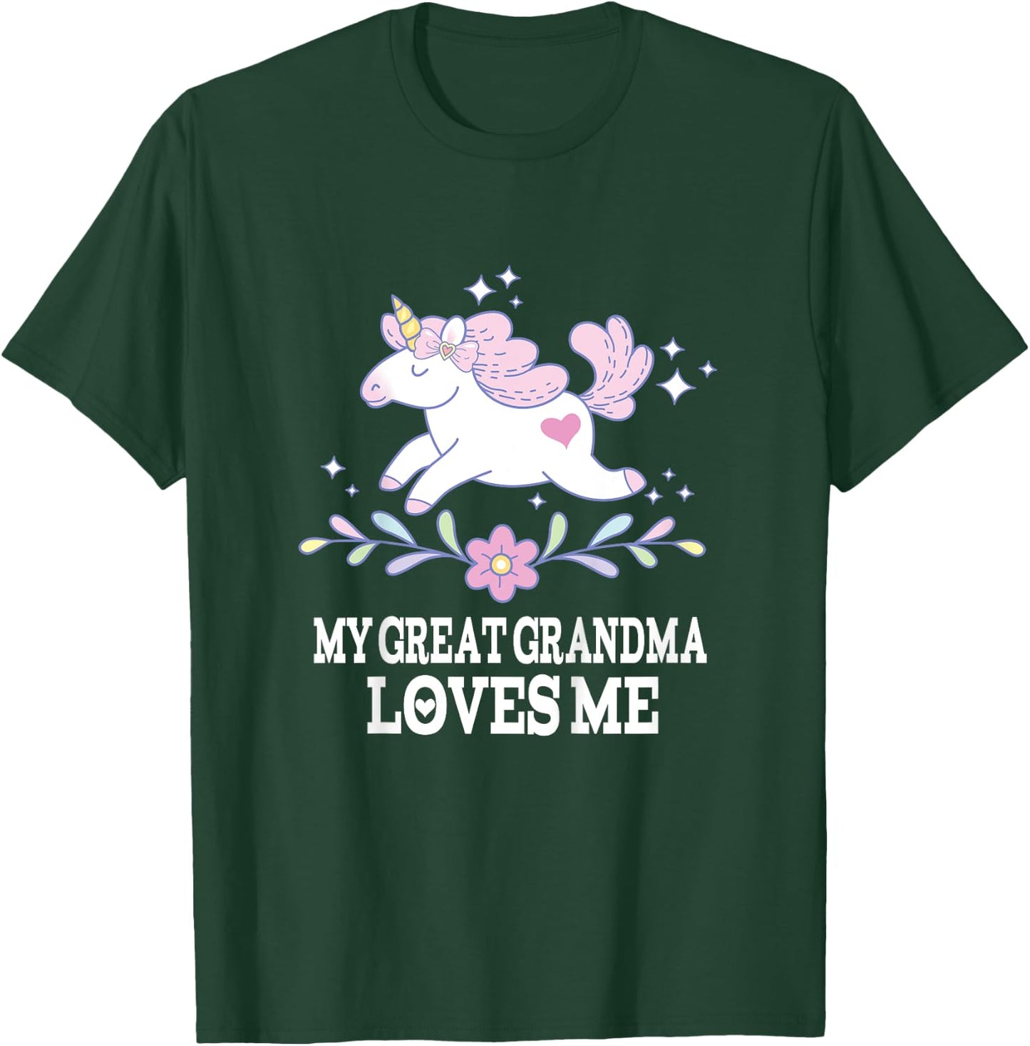 My Great Grandma Loves Me Girl Unicorn Granddaughter T-Shirt - T-Shirt | Forest