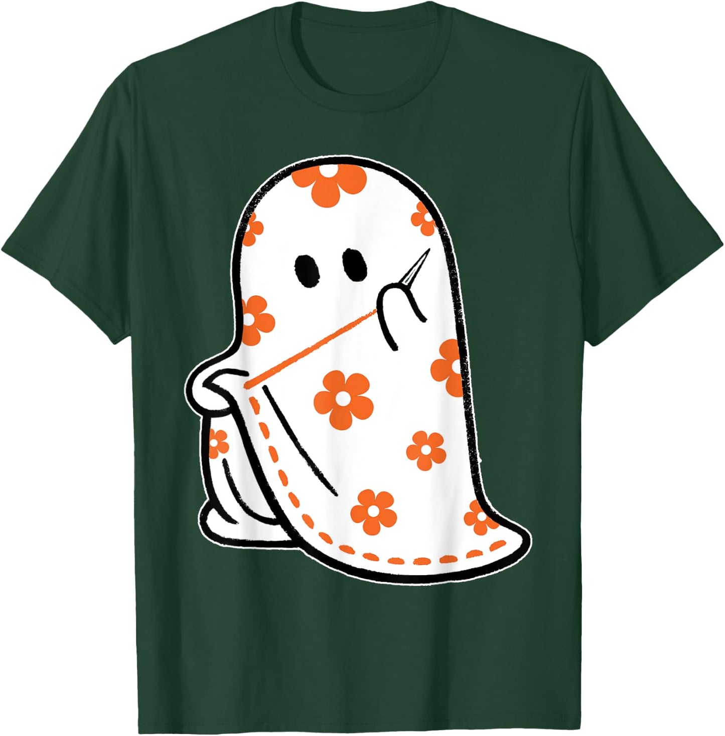 Halloween Costume Sewing Ghost Boo Funny Sewing Lovers Women T-Shirt - T-Shirt | Forest