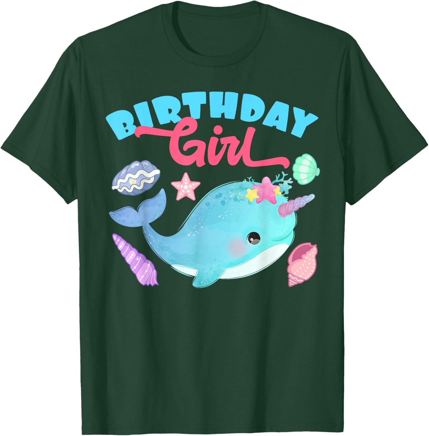 Birthday Girl CAke Candle Narwhale Animals Fish Top Narwhal T-Shirt - T-Shirt | Forest