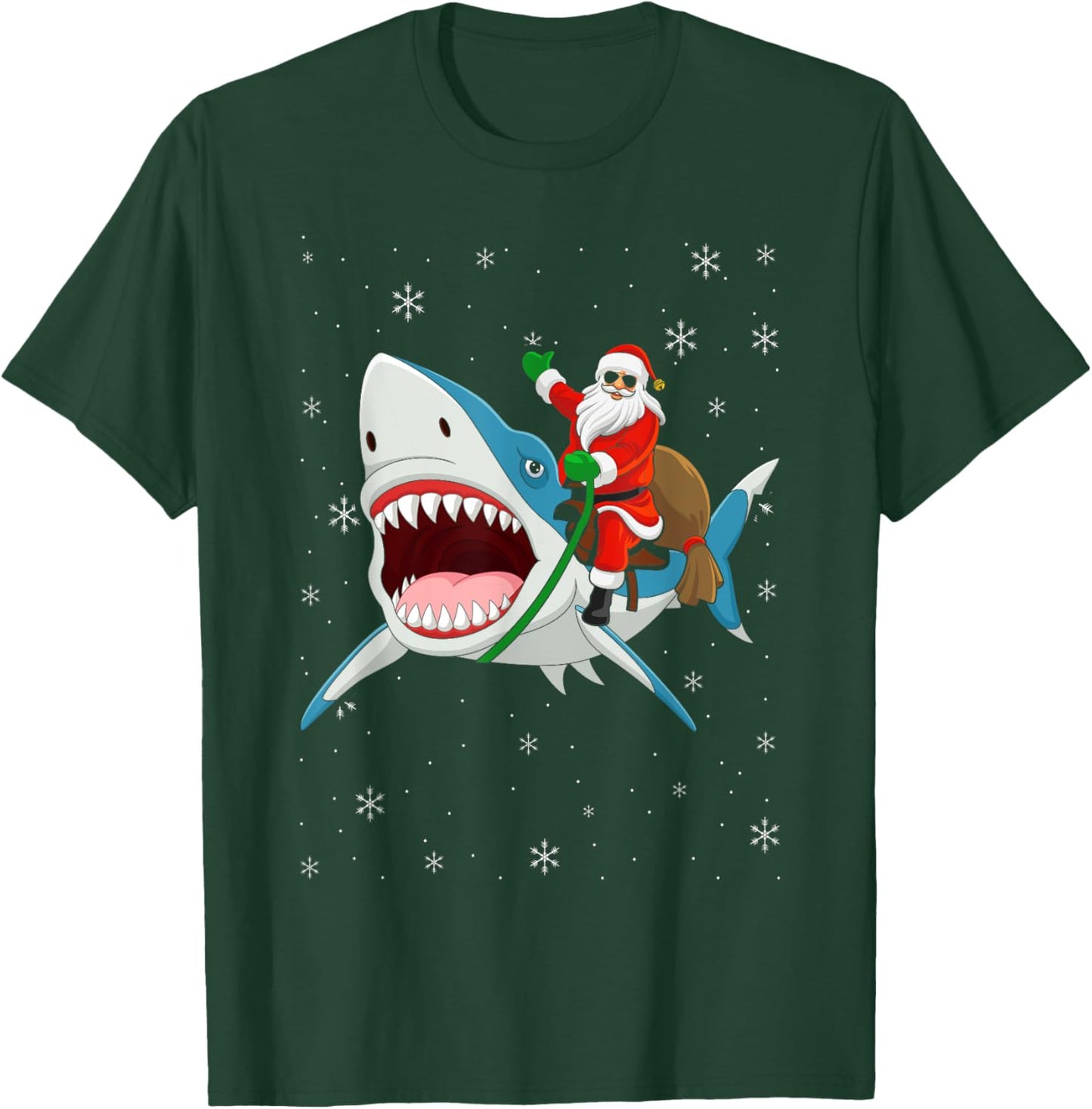 Shark Christmas Men Boys Shark Lover Santa Claus T-Shirt - T-Shirt | Forest