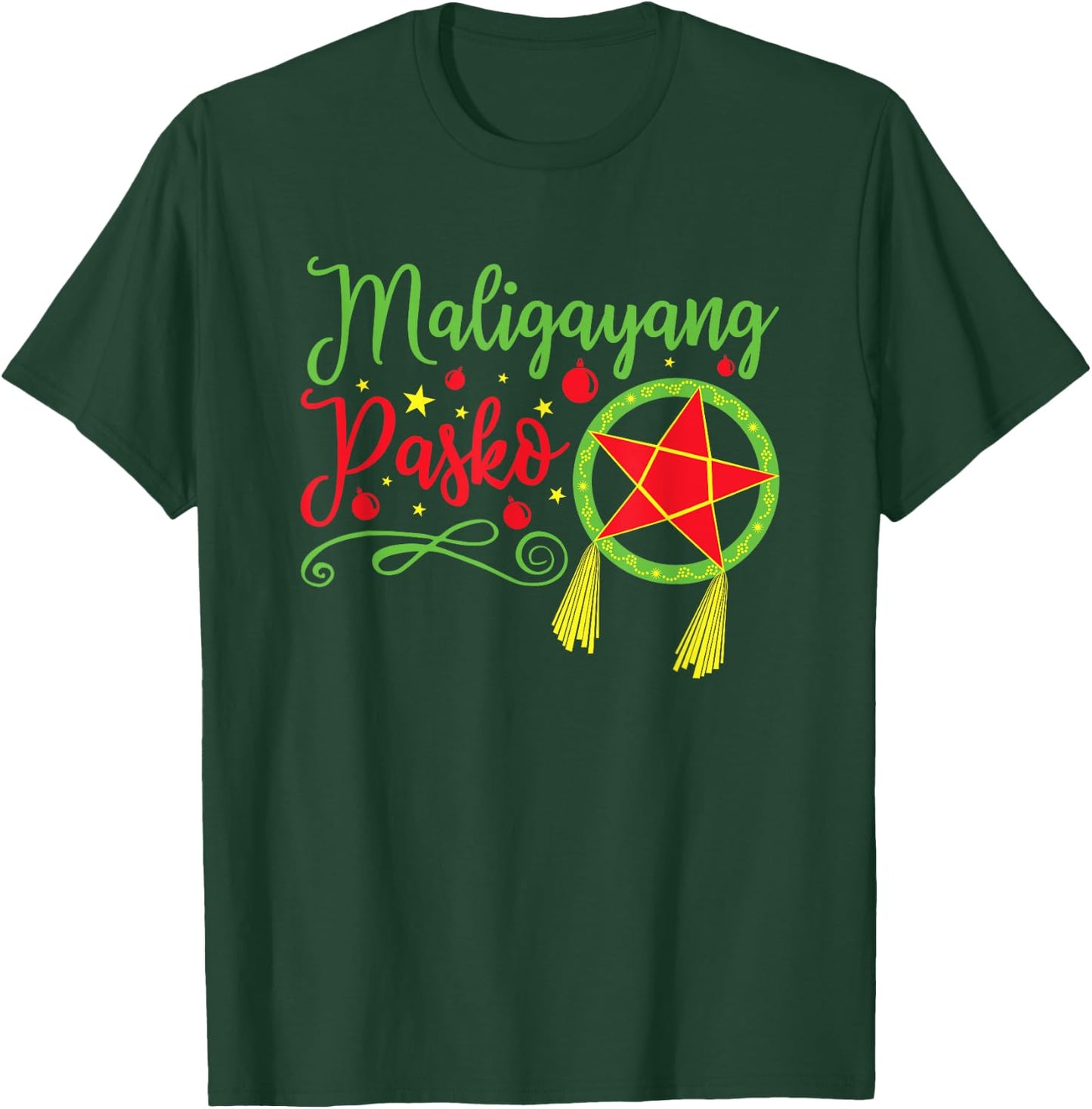 Maligayang Pasko Parol Light Cute Filipino Christmas T-Shirt - T-Shirt | Forest