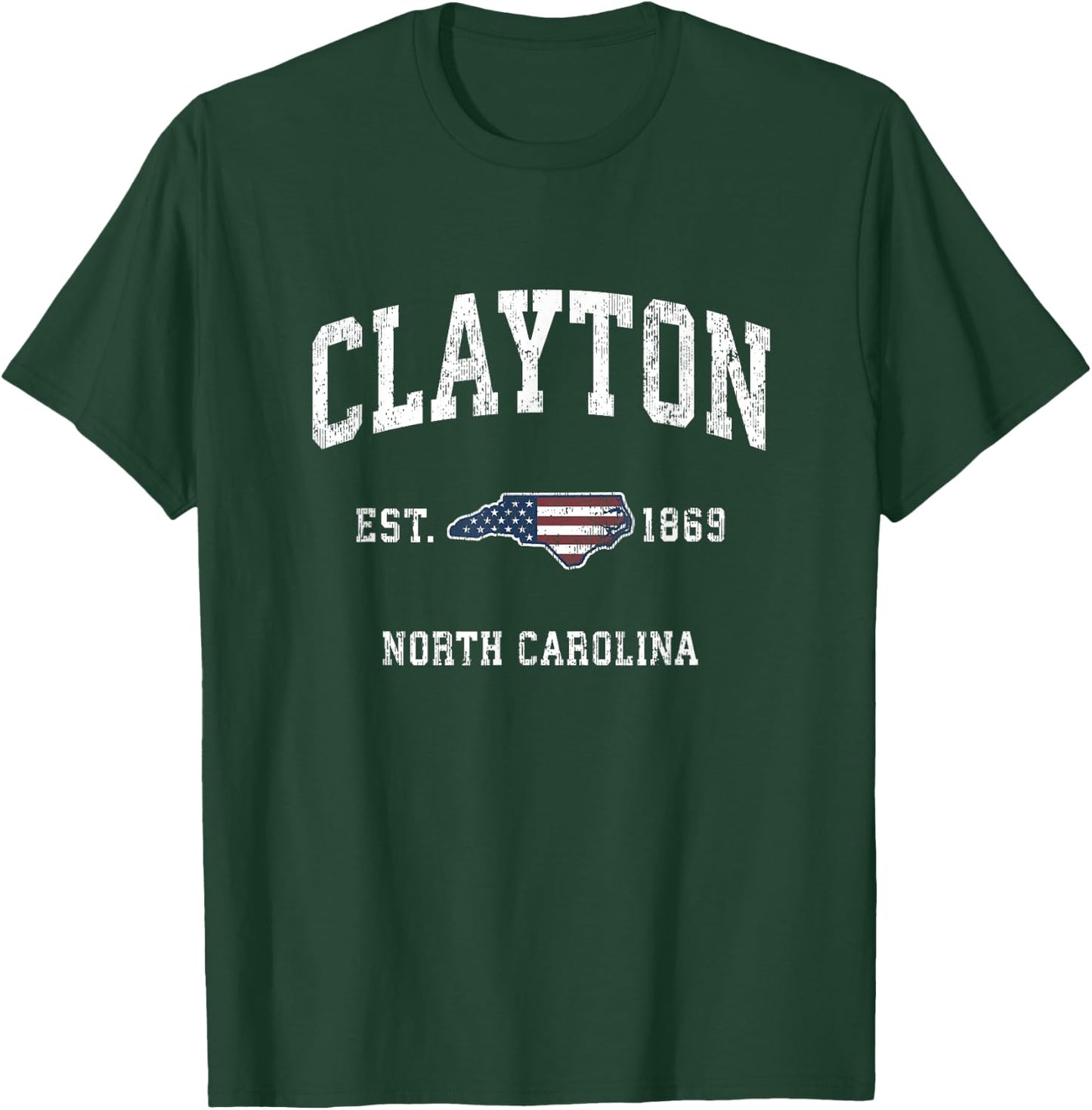 Clayton North Carolina NC Vintage American Flag Design T-Shirt - T-Shirt | Forest