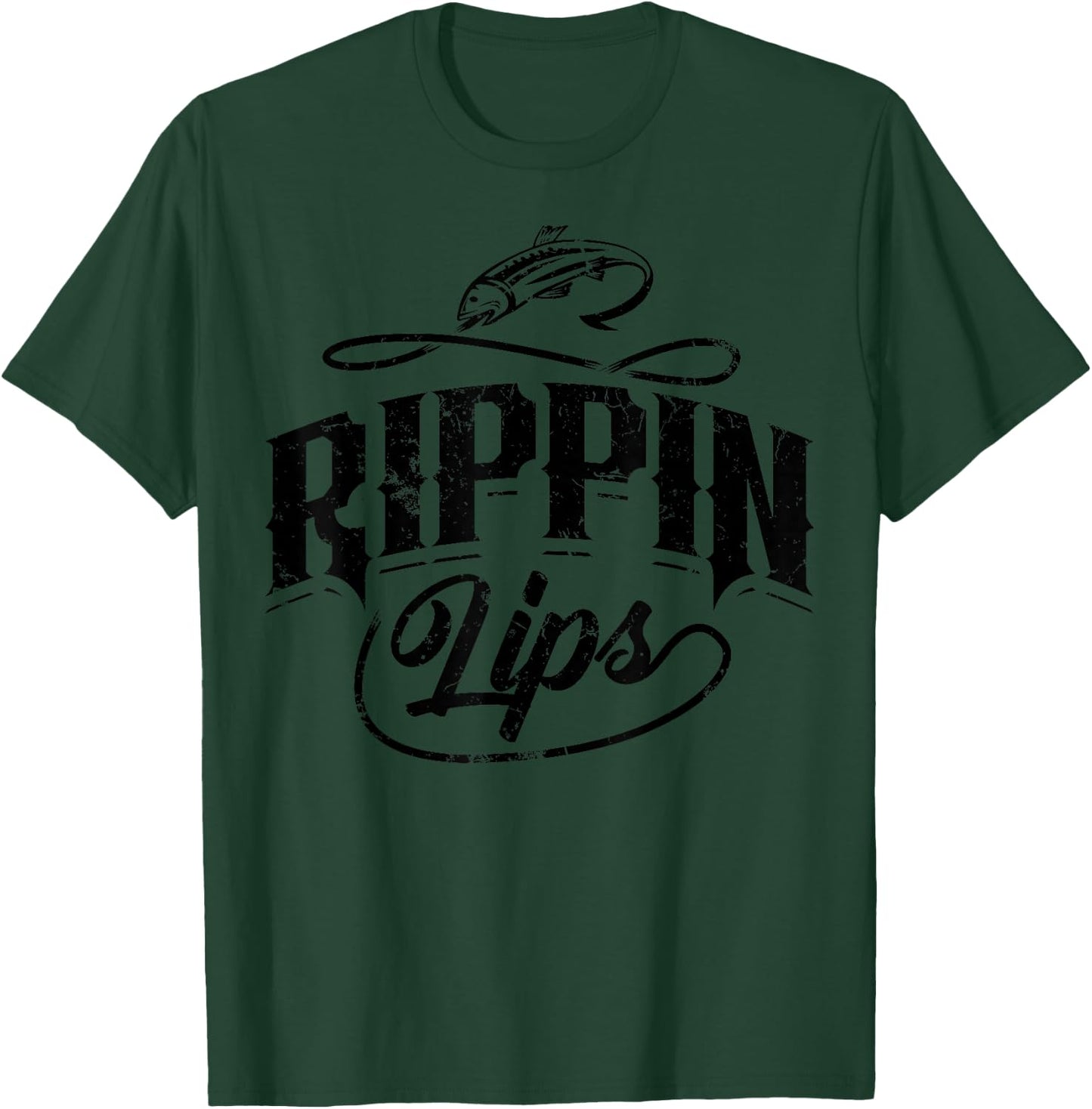 Funny Rippin Lips Bass Pro Fishing Gift Men Women Fishermen T-Shirt - T-Shirt | Forest