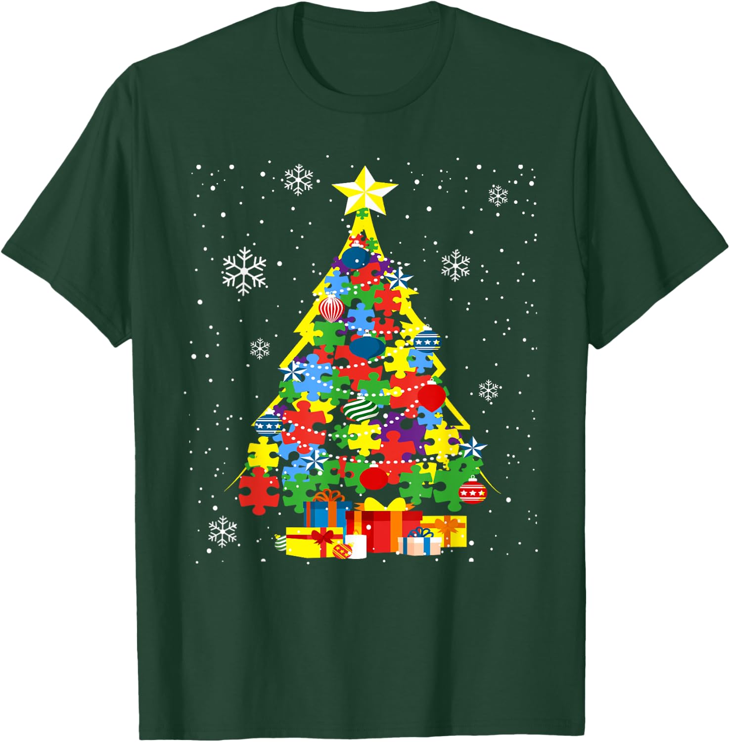 Autism Christmas Tree for Proud Autistic Adults - Black, Small T-Shirt - T-Shirt | Forest