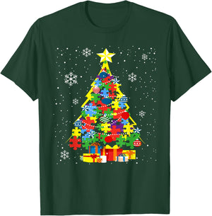 Autism Christmas Tree for Proud Autistic Adults - Black, Small T-Shirt - T-Shirt | Forest