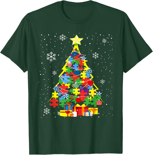 Autism Christmas Tree for Proud Autistic Adults - Black, Small T-Shirt - T-Shirt | Forest