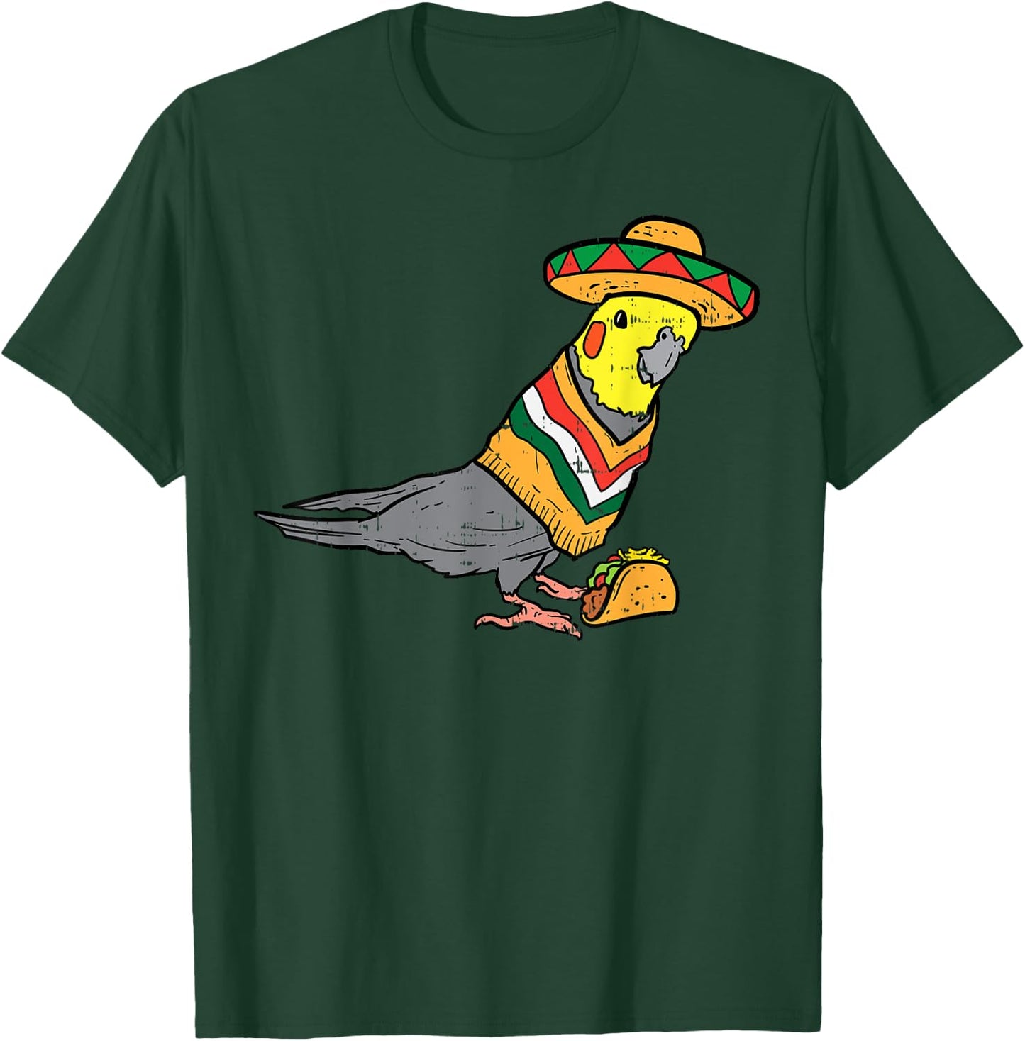 Mexican Cockatiel Bird Sombrero Taco Cute Cinco De Mayo T-Shirt - T-Shirt | Forest
