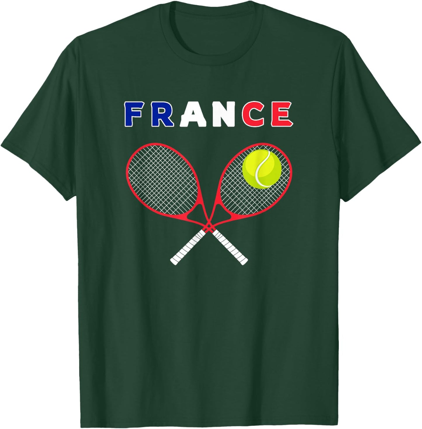 France Flag Tennis Ball Racket - Sports Fans T-Shirt - T-Shirt | Forest